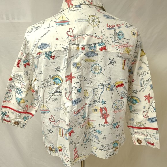 Vtg GRAFF Womens 1X White Nautical Seaside Embellished Button Down Jacket - Picture 6 of 14